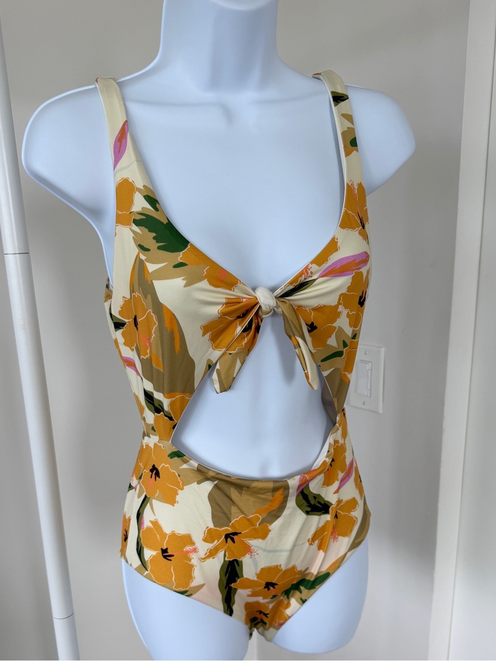 L*space Floral Tie-Front One-Piece Swimsuit in Yellow & Cream 8